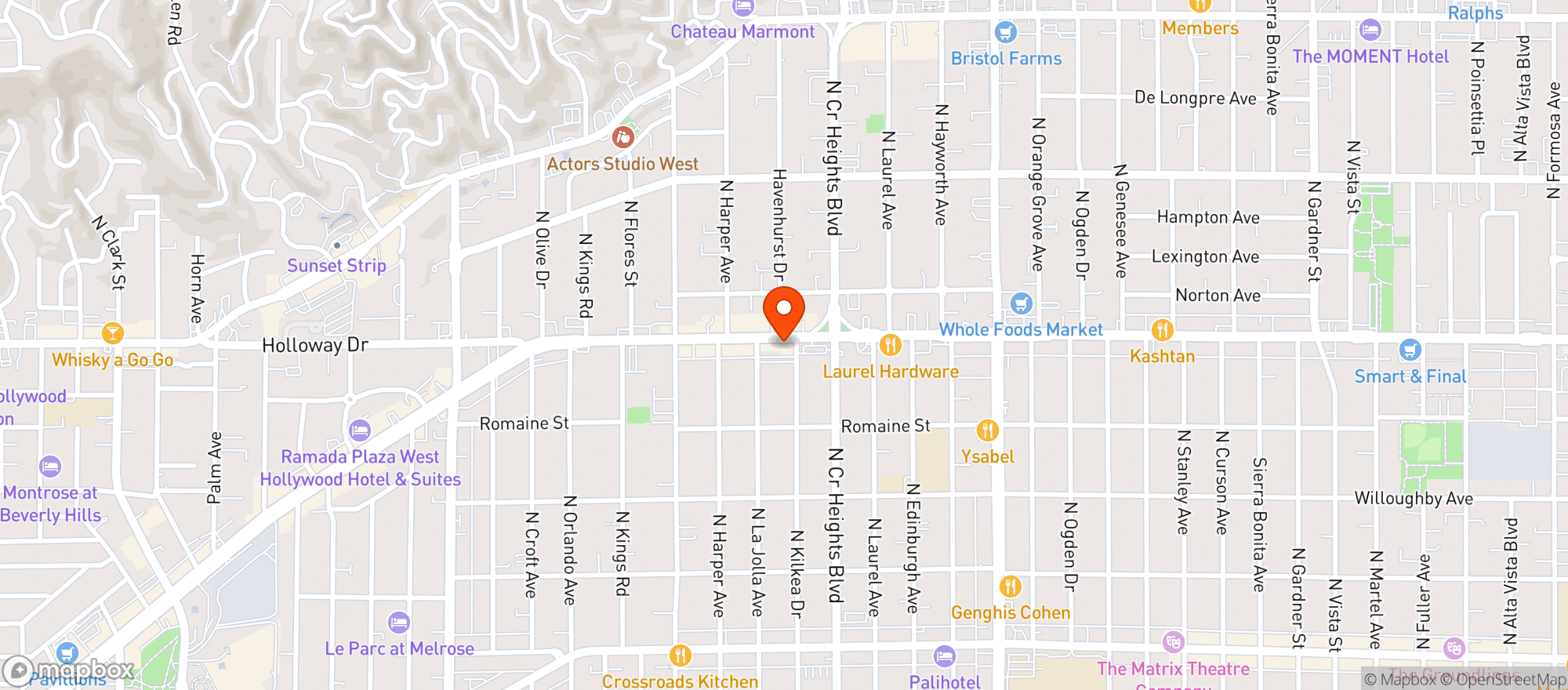 Map showing Medmen West Hollywood