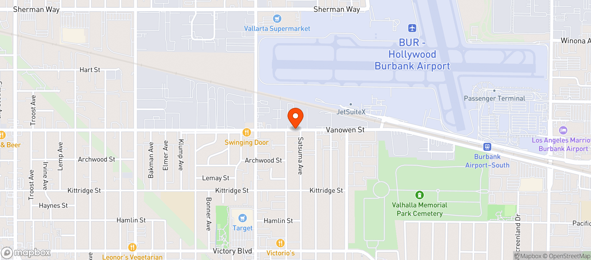 Map showing Kindly North Hollywood Dispensary