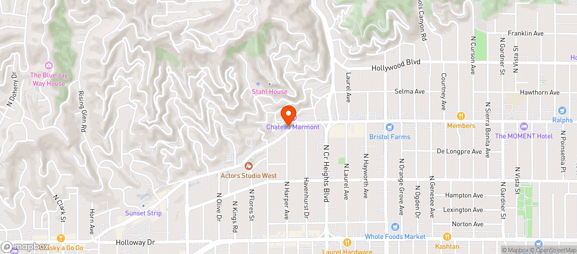 Map showing Chateau Marmont
