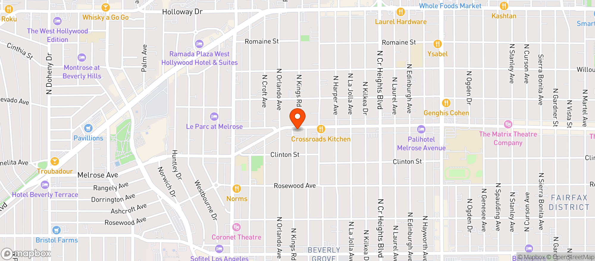 Map showing Mel & Rose