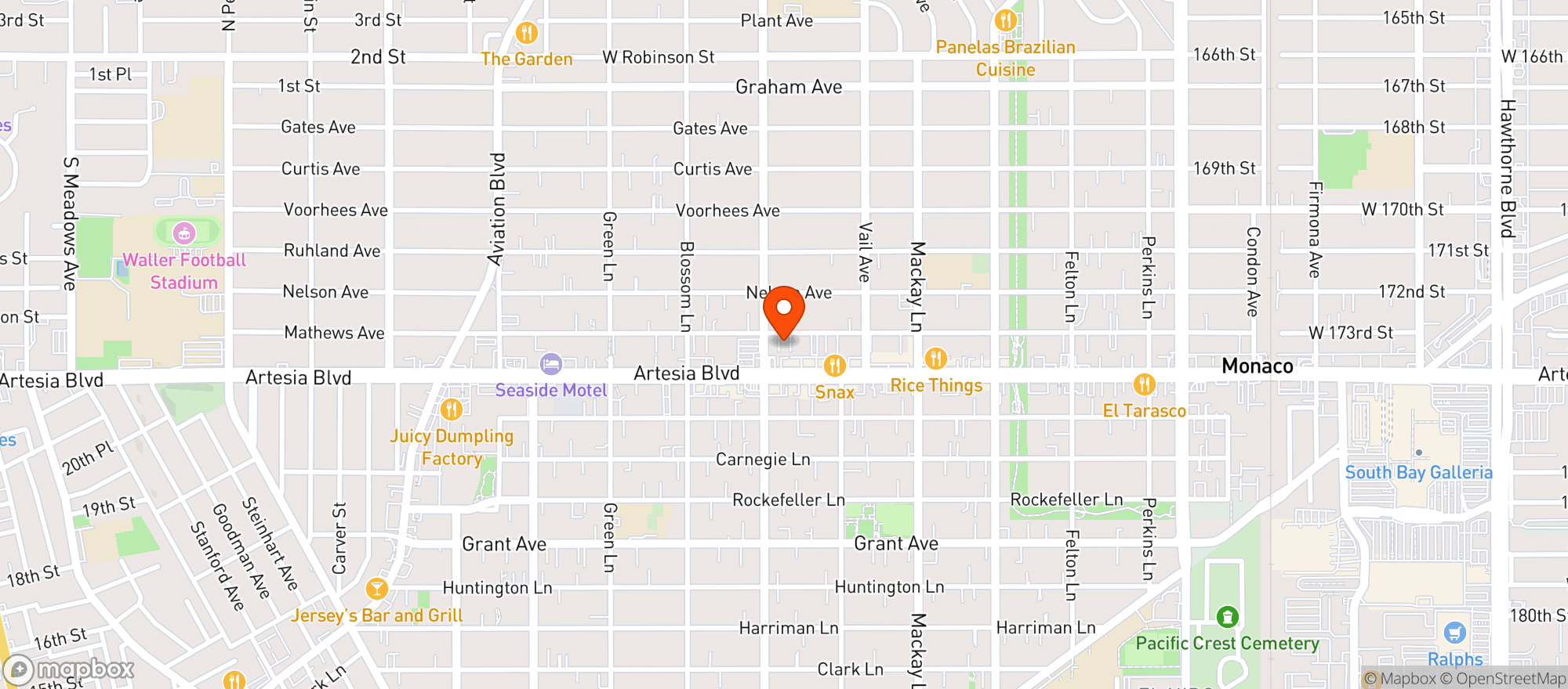 Map showing Manhattan Beach Smoke Shop