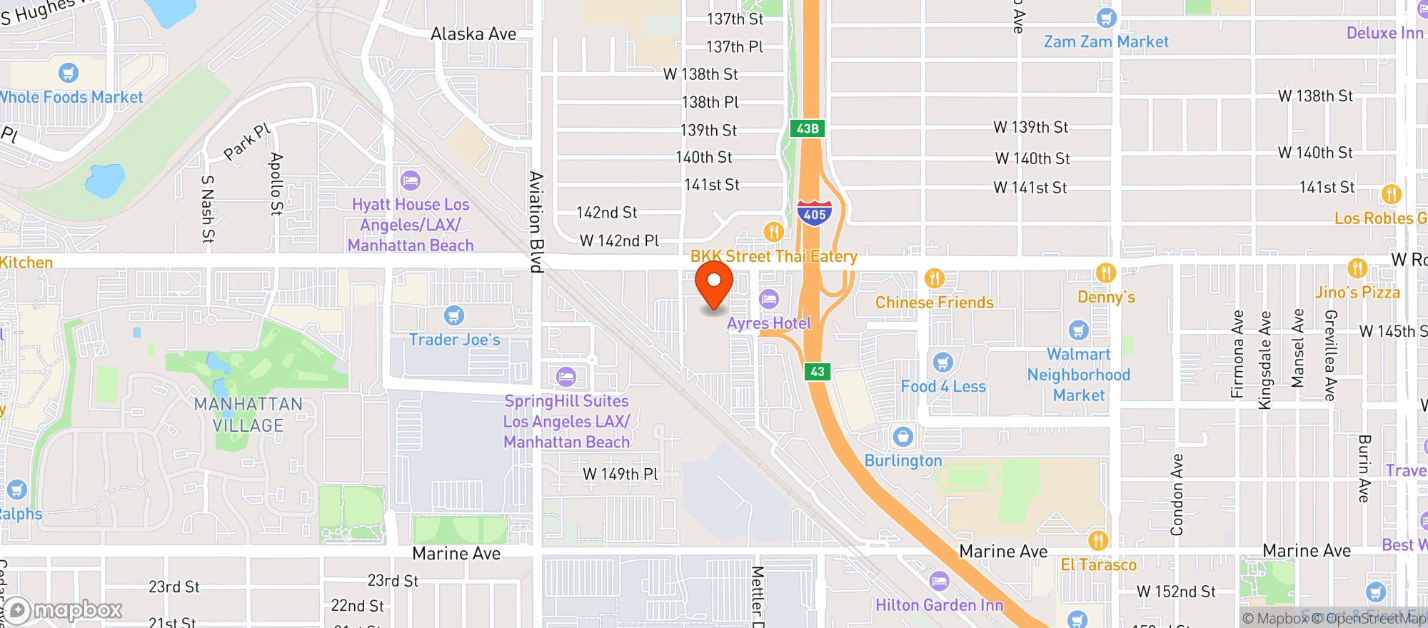 Map showing World Market Hawthorne