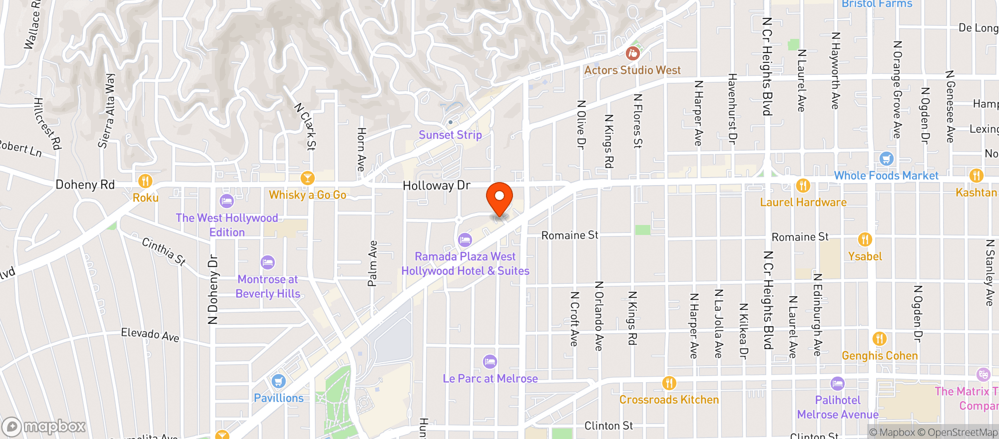 Map showing EREWHON (WEST HOLLYWOOD)