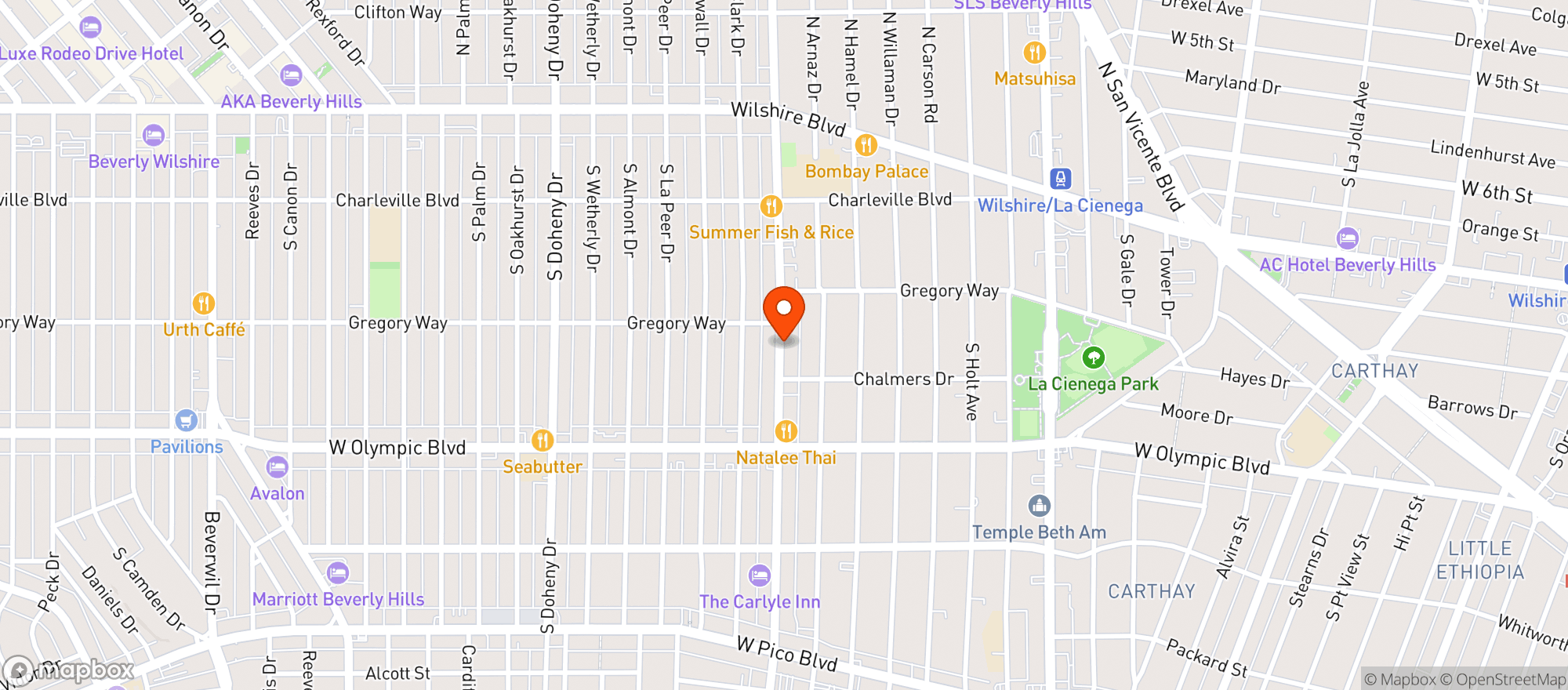 Map showing Ohana - Beverly Hills