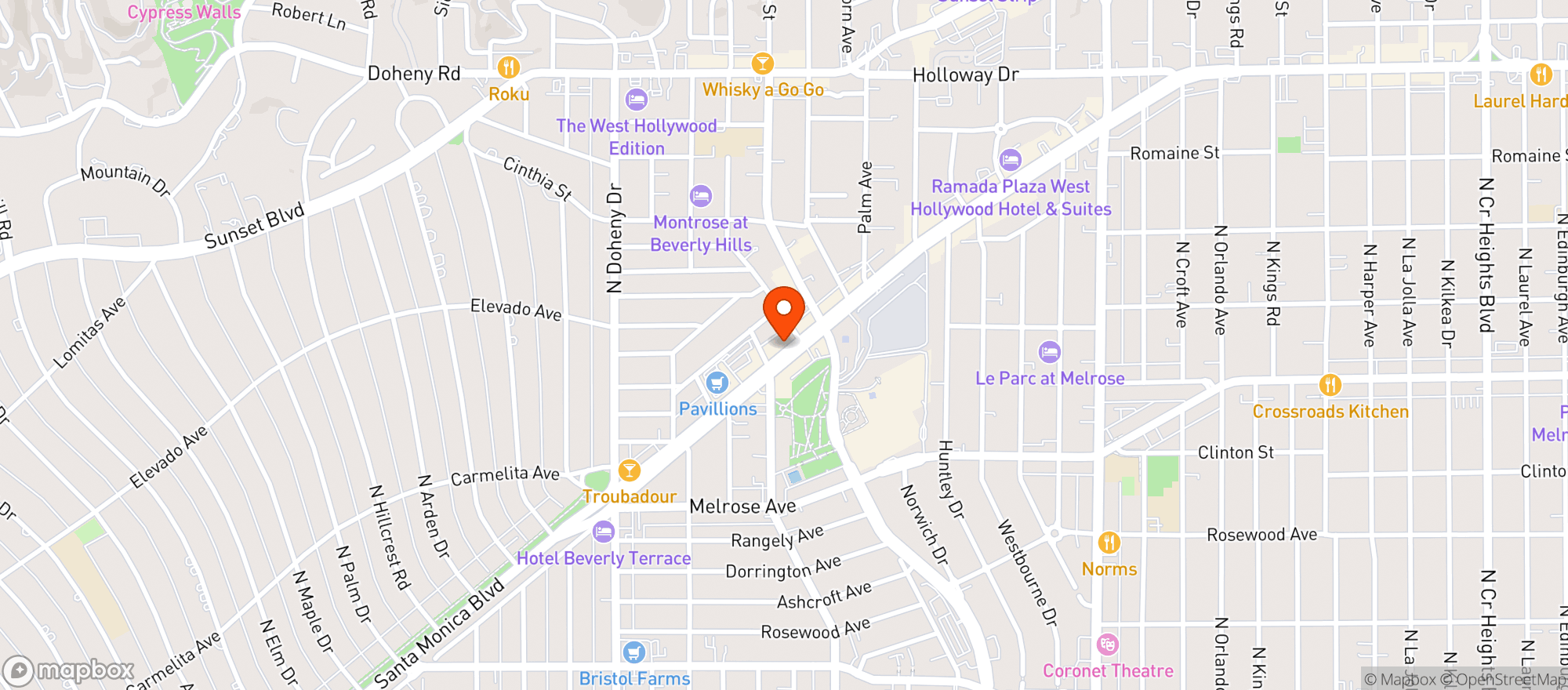 Map showing Hi Tops