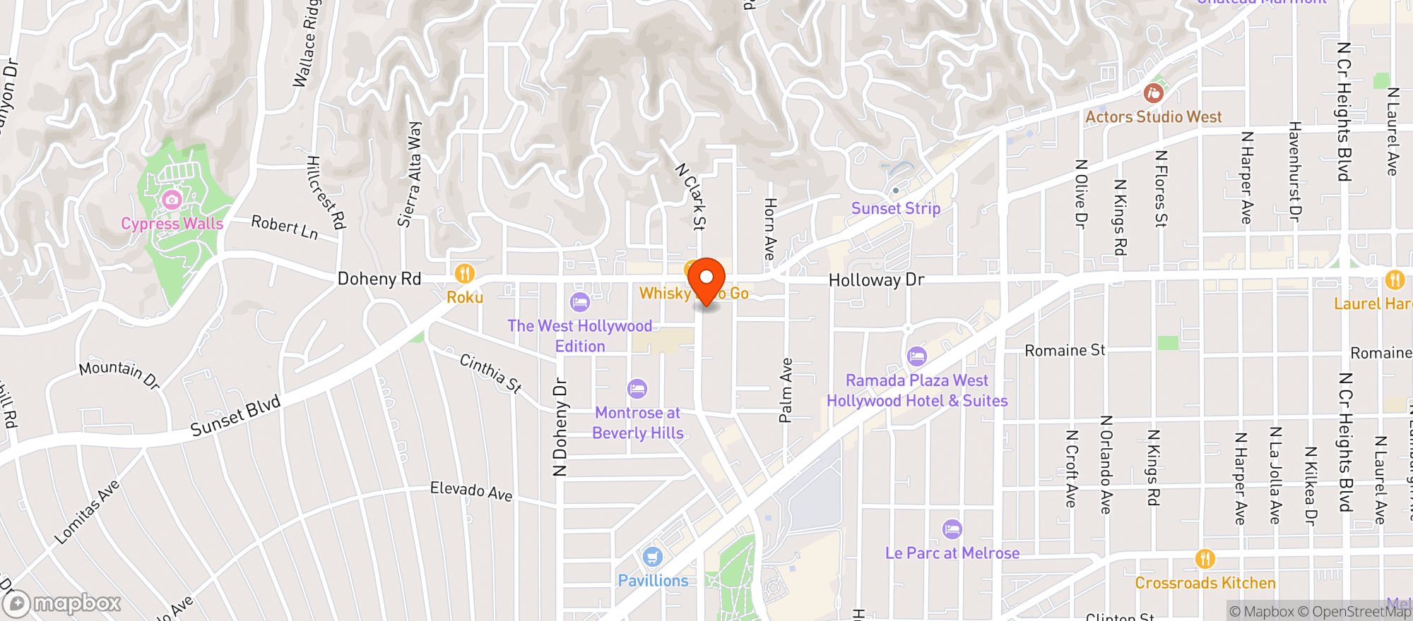 Map showing The London West Hollywood