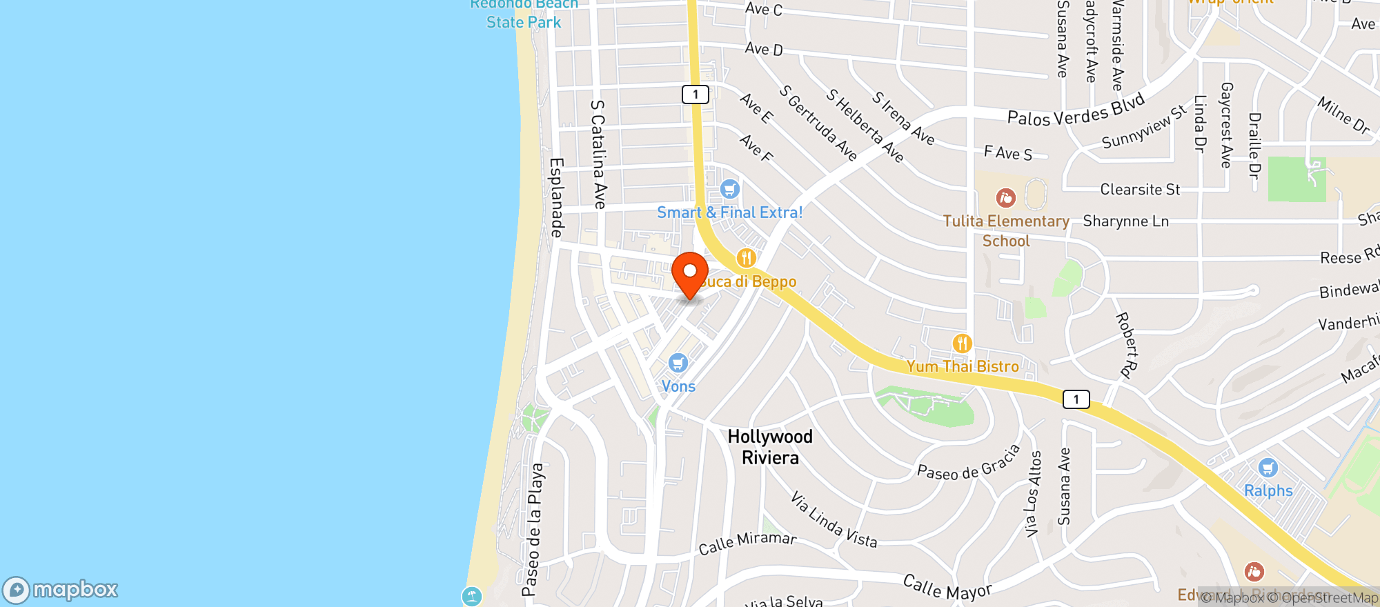 Map showing Oui Beach