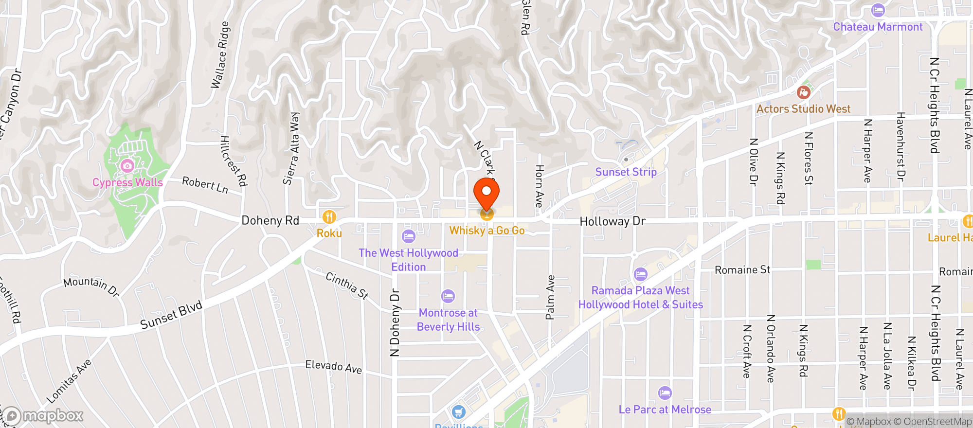 Map showing Whisky A Go Go