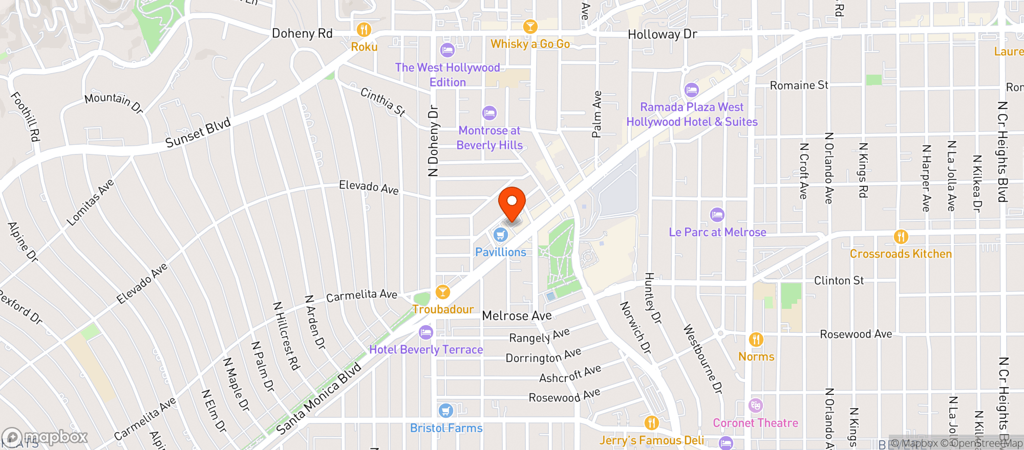 Map showing Pavilions