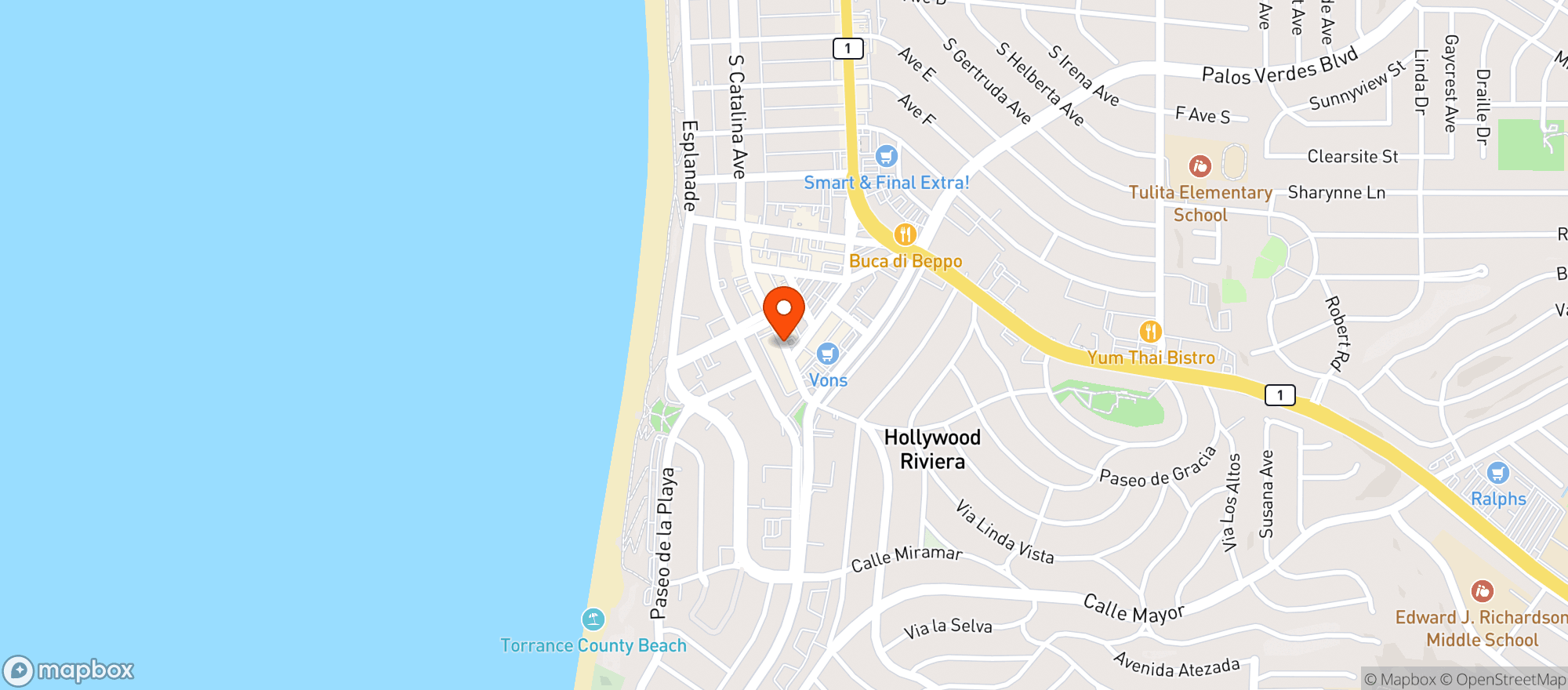 Map showing Poke Rainbow - Redondo Beach