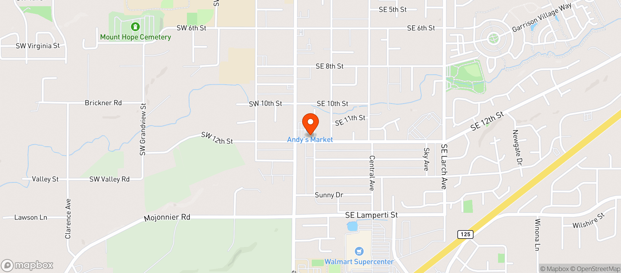 Map showing Andy's Market