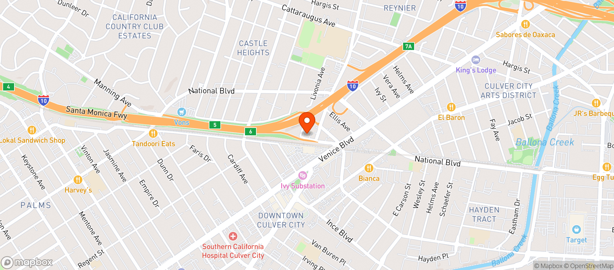 Map showing Erba - Culver City (new Amsterdam Naturals)