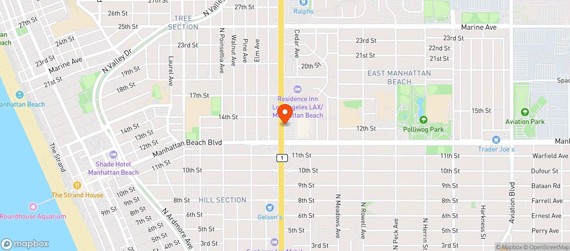 Map showing TARGET - MANHATTAN BEACH