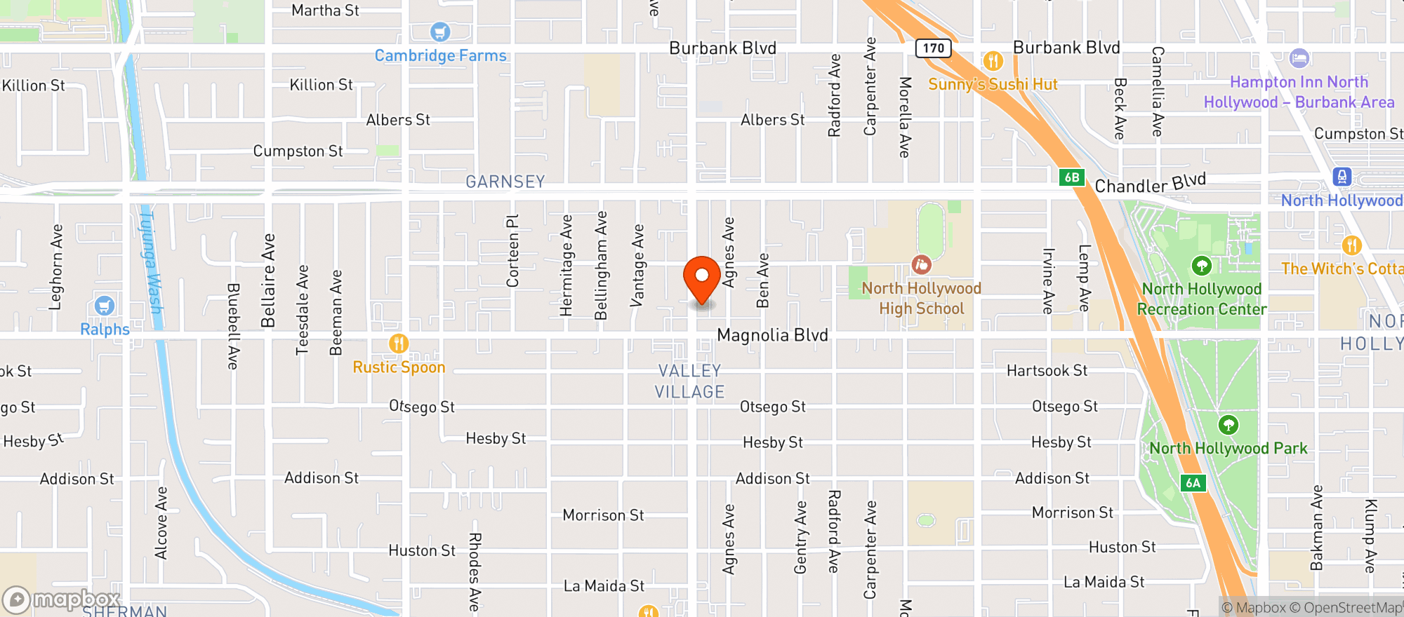 Map showing Studio City Vapor & Smoke Shop - Valley Village