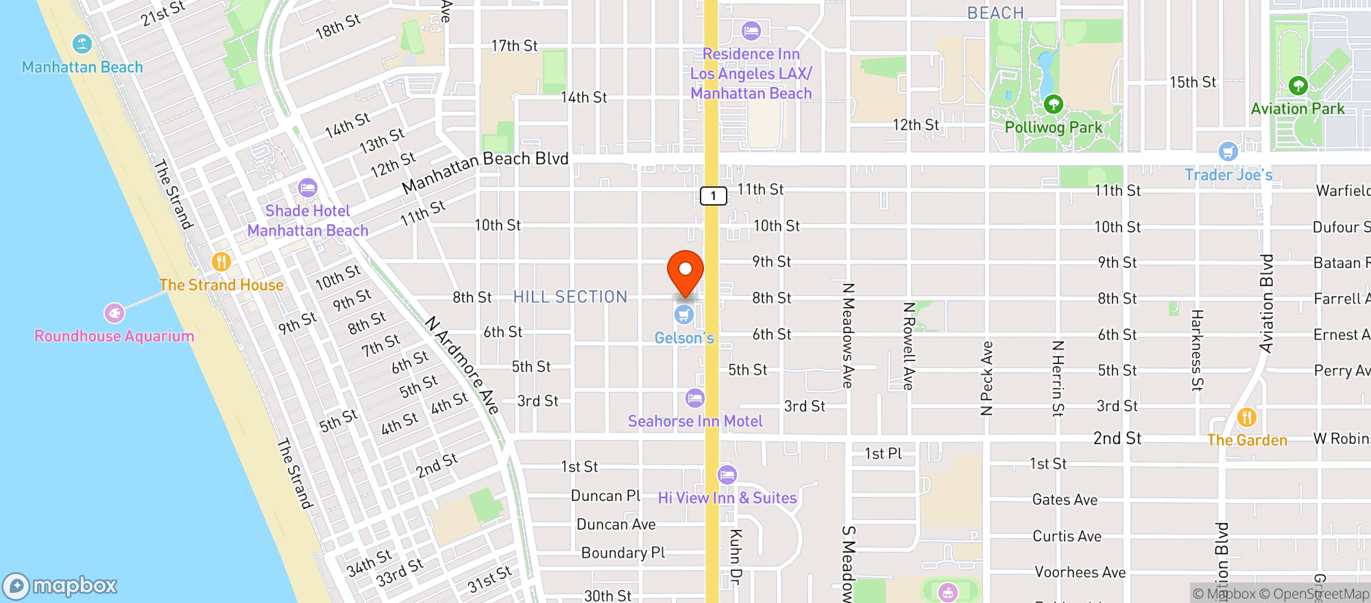 Map showing Gelson’s Manhattan Beach