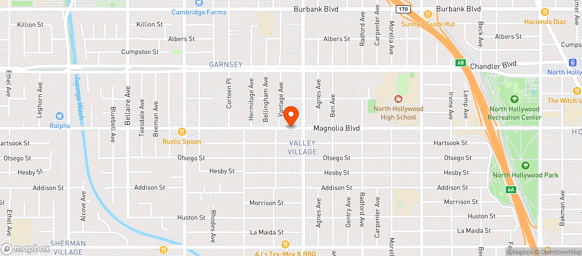 Map showing Hughies Liquor Store