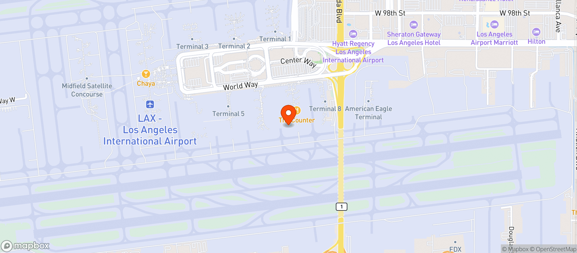 Map showing United Flight 946 Lax > Iad
