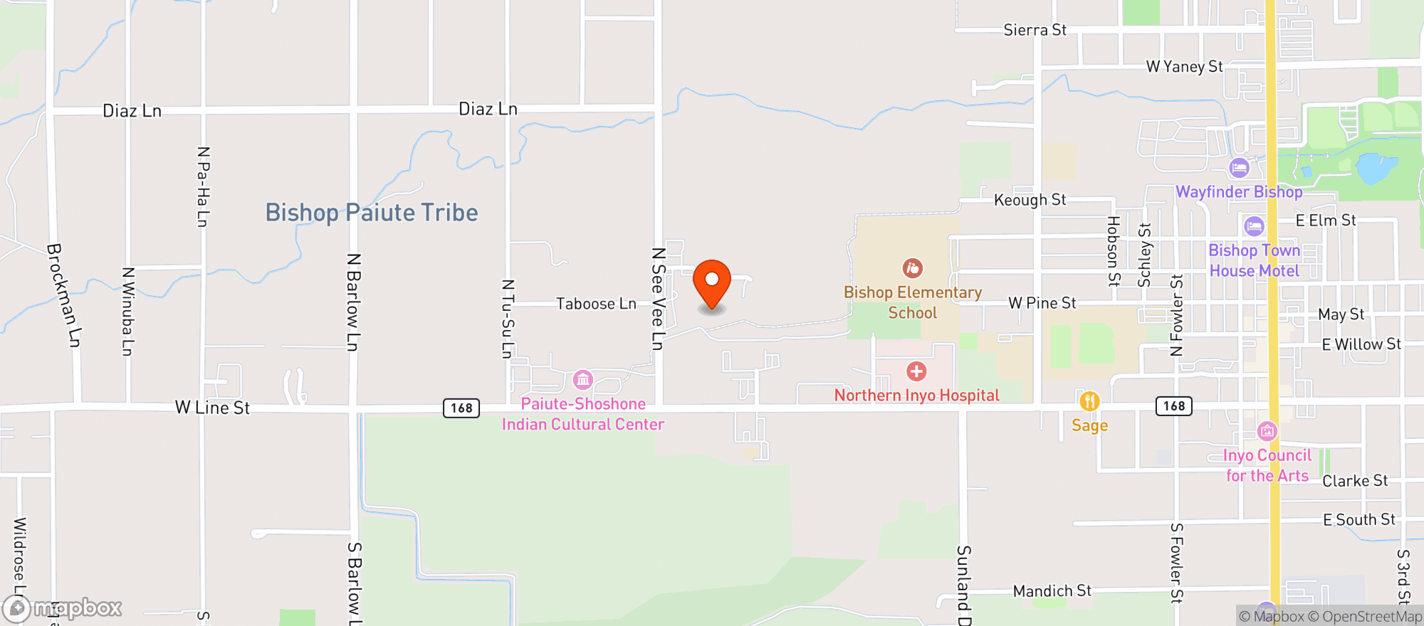 Map showing Bishop Paiute Development Corporation - Bishop