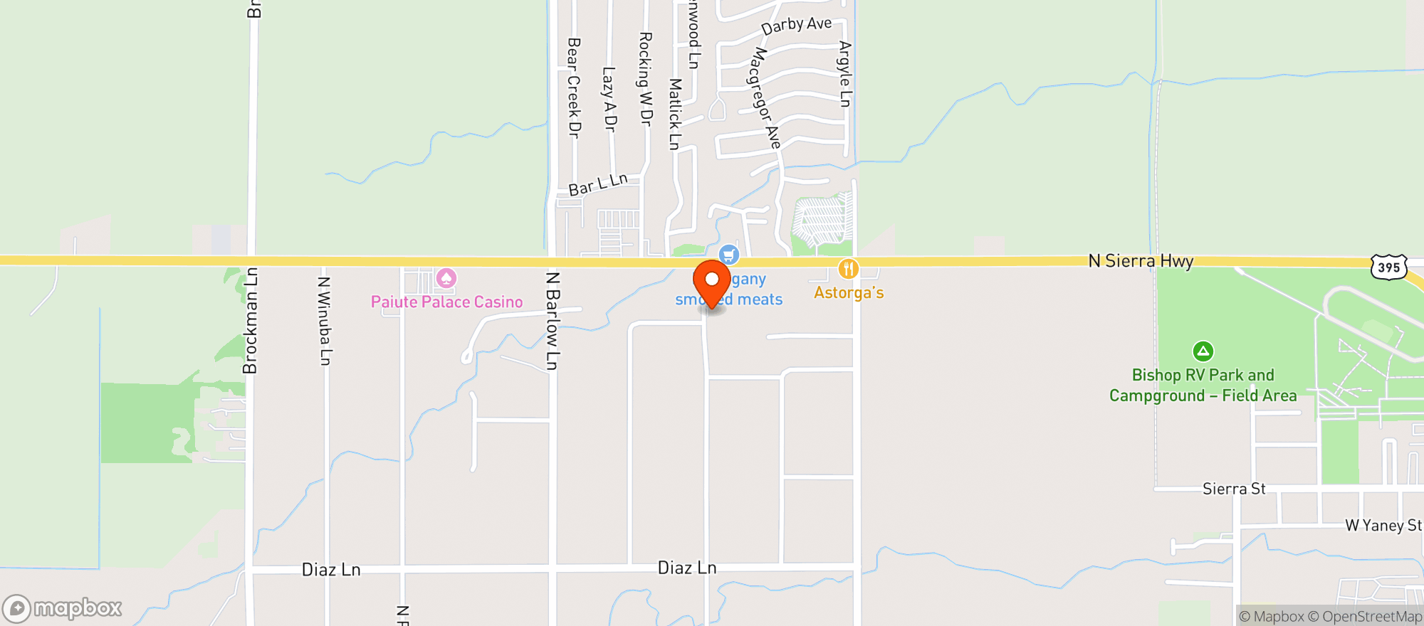 Map showing Bishop Creek Chevron - Bishop