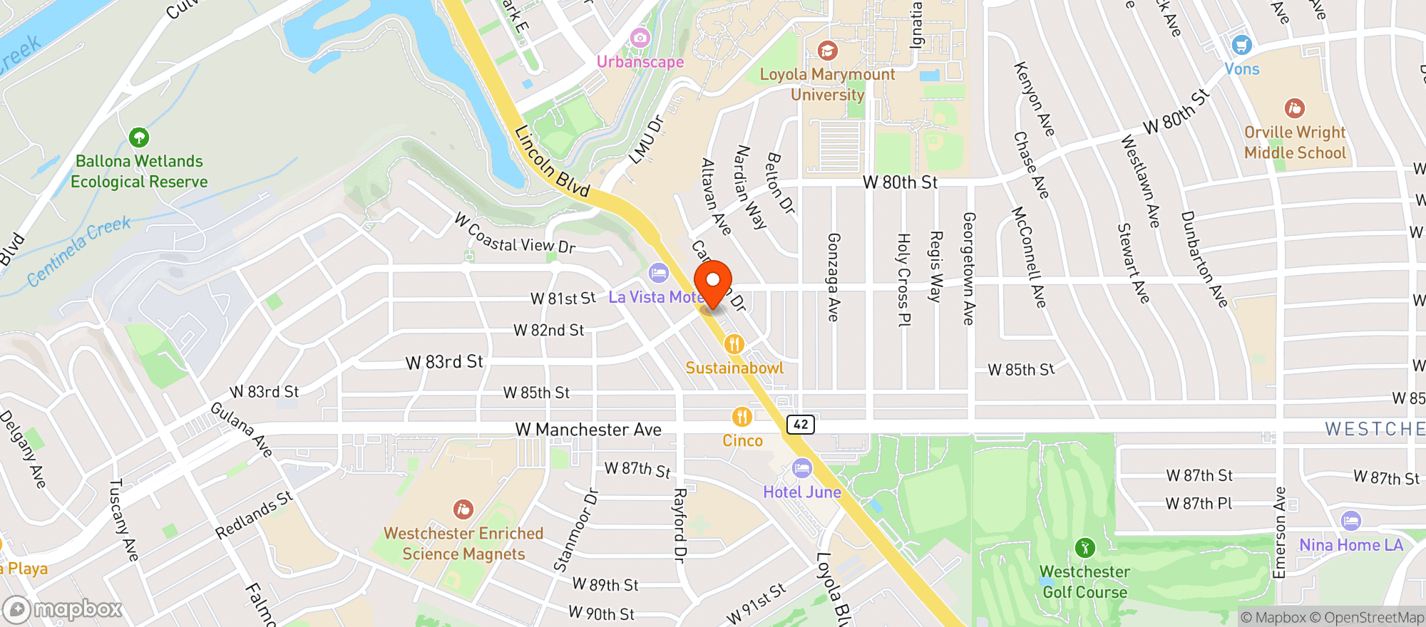 Map showing Playa Vista 76