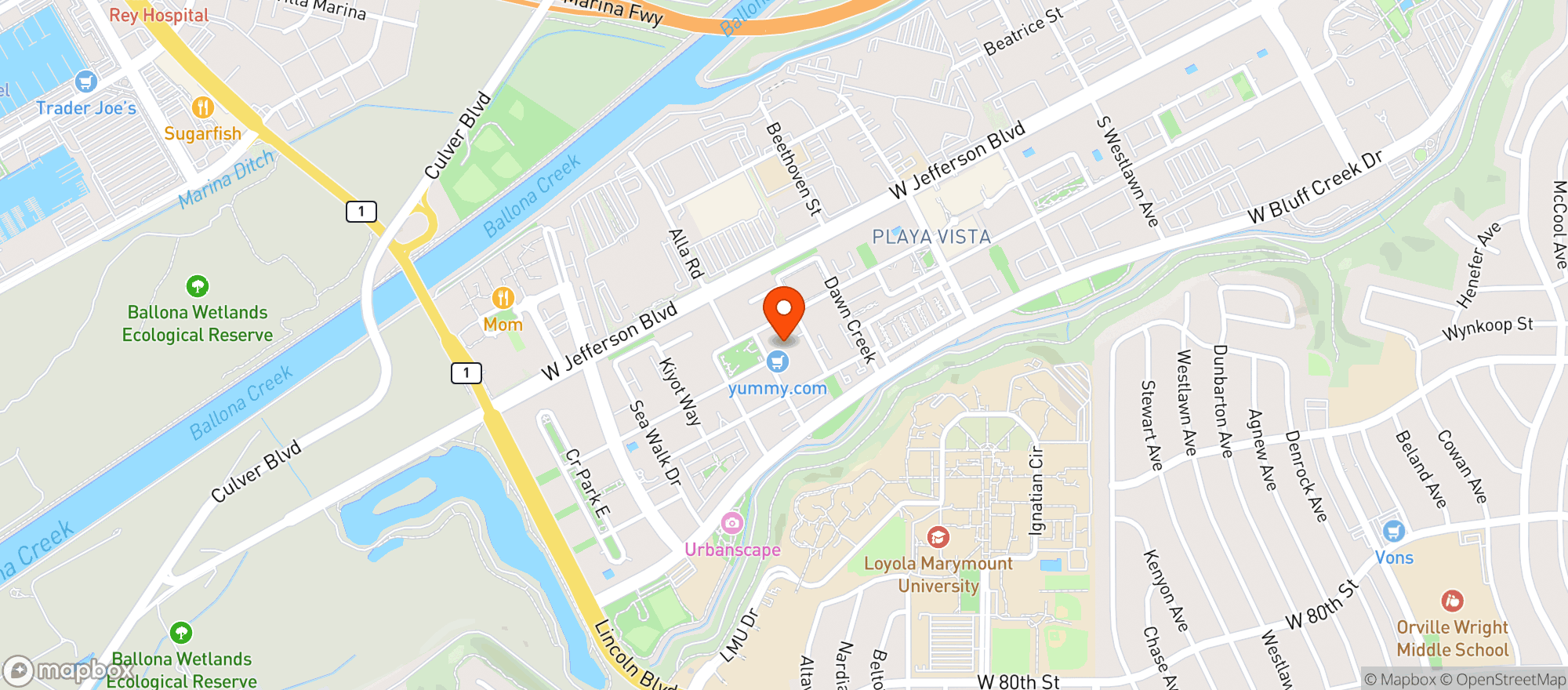 Map showing Yummy #3 - Playa Vista