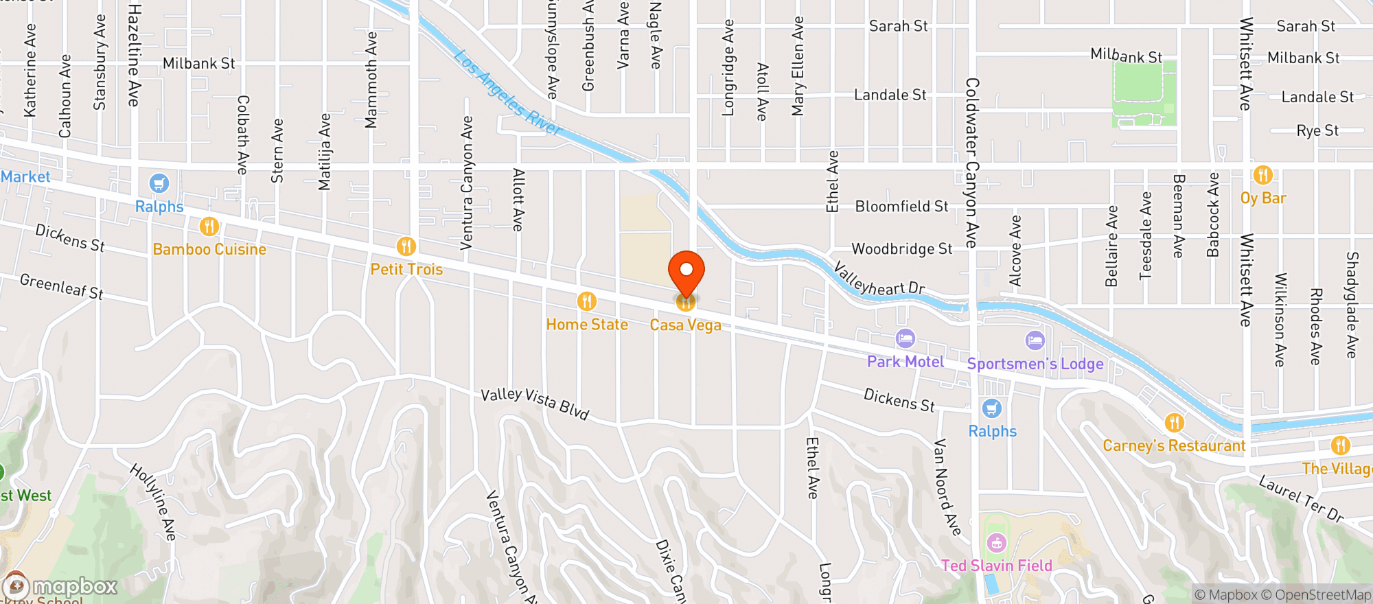 Map showing Casa Vega