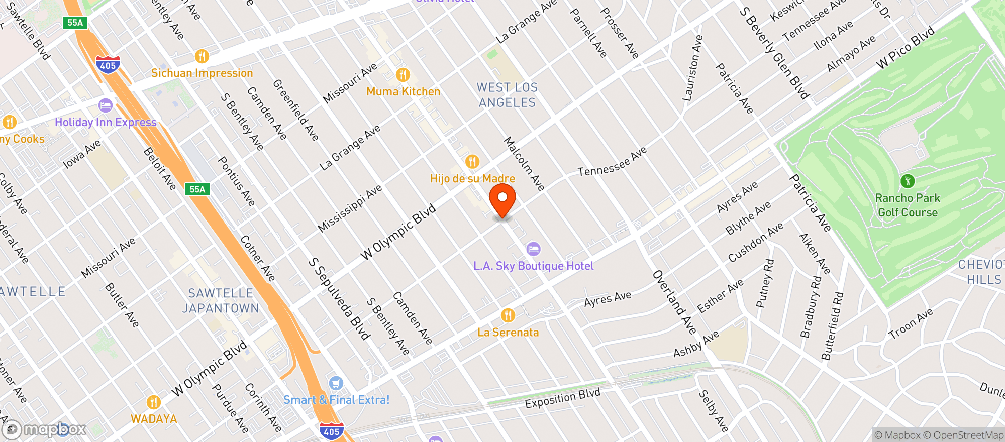 Map showing Goat Global - Westwood