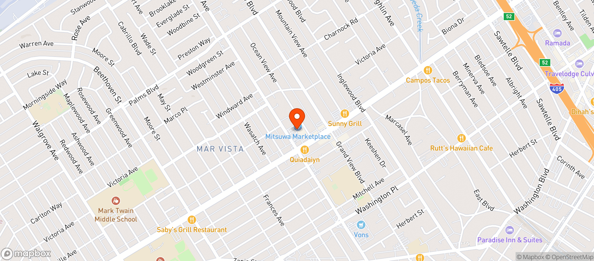 Map showing Mitsuwa Marketplace