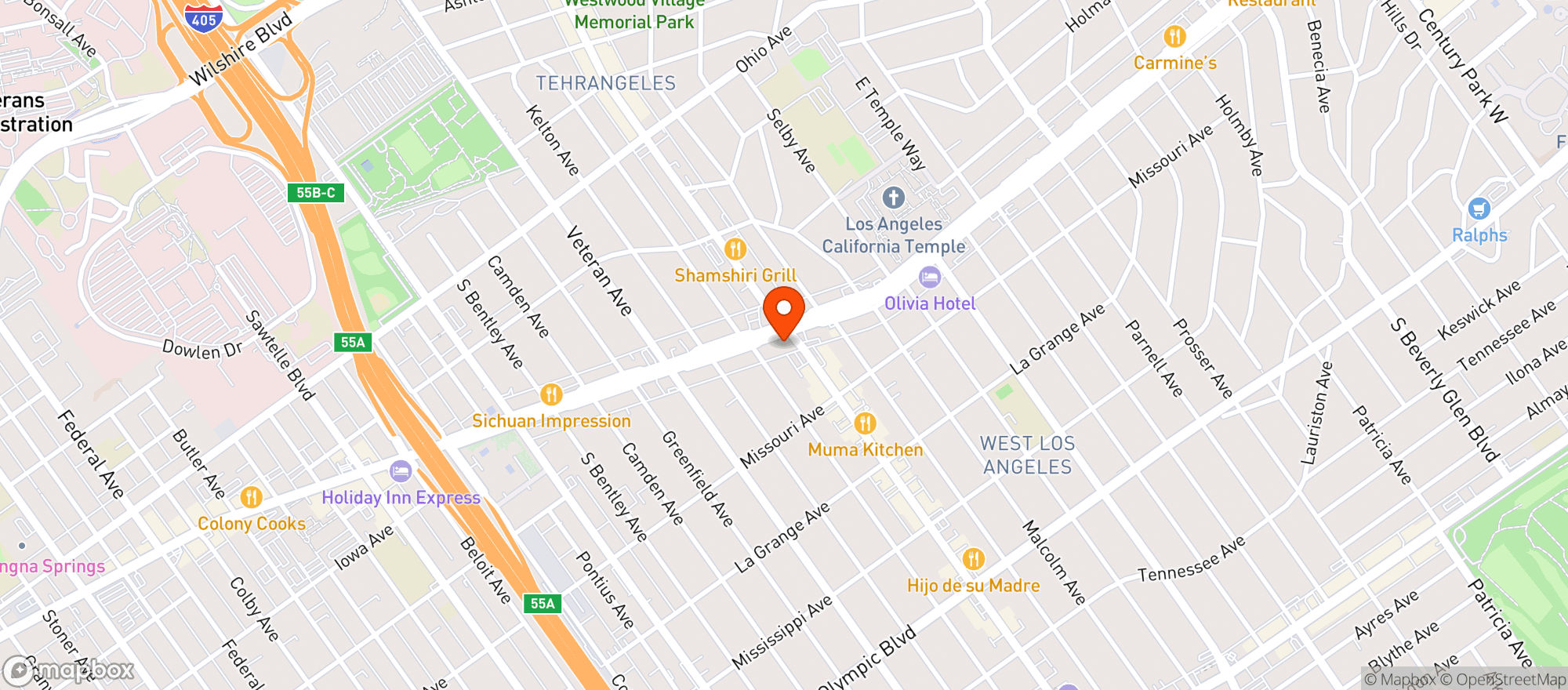 Map showing World Market West Los Angeles