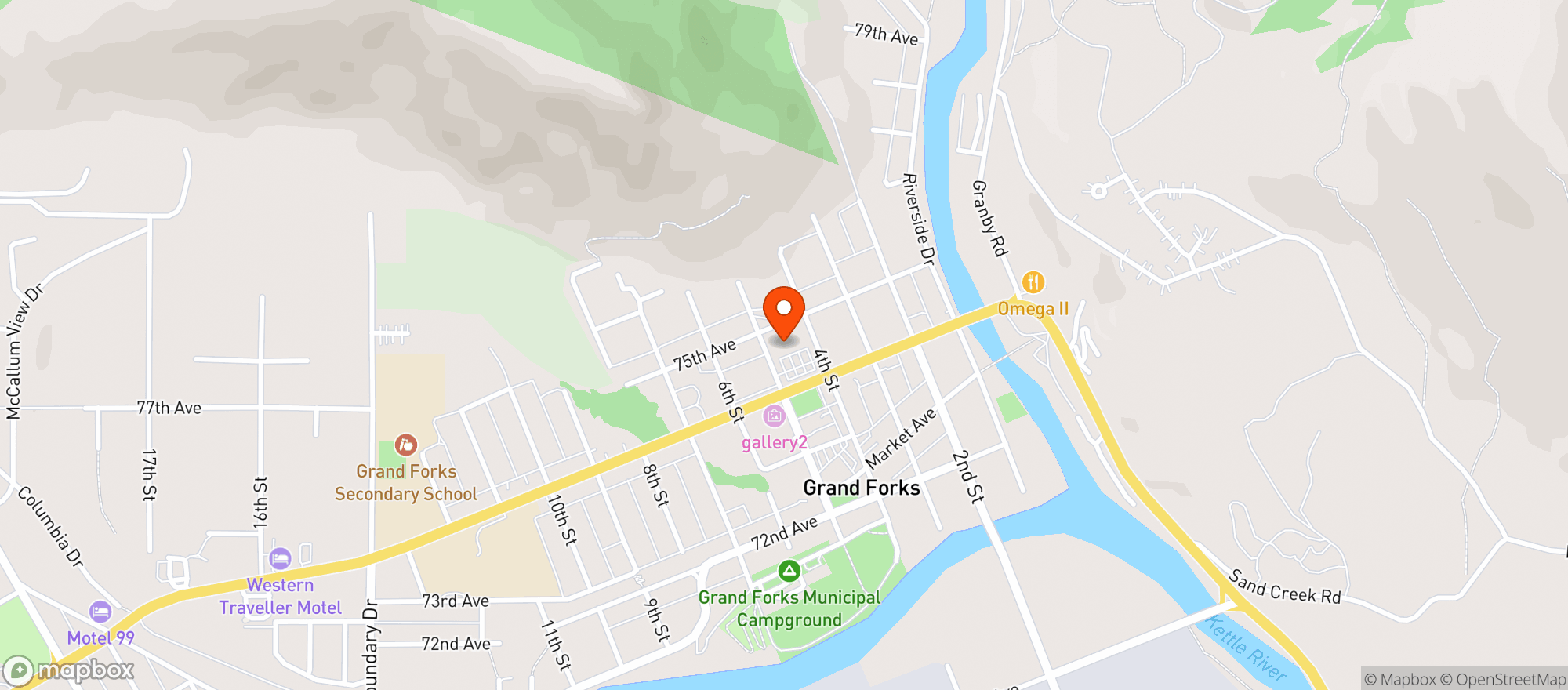 Map showing BCLIQUOR Grand Forks