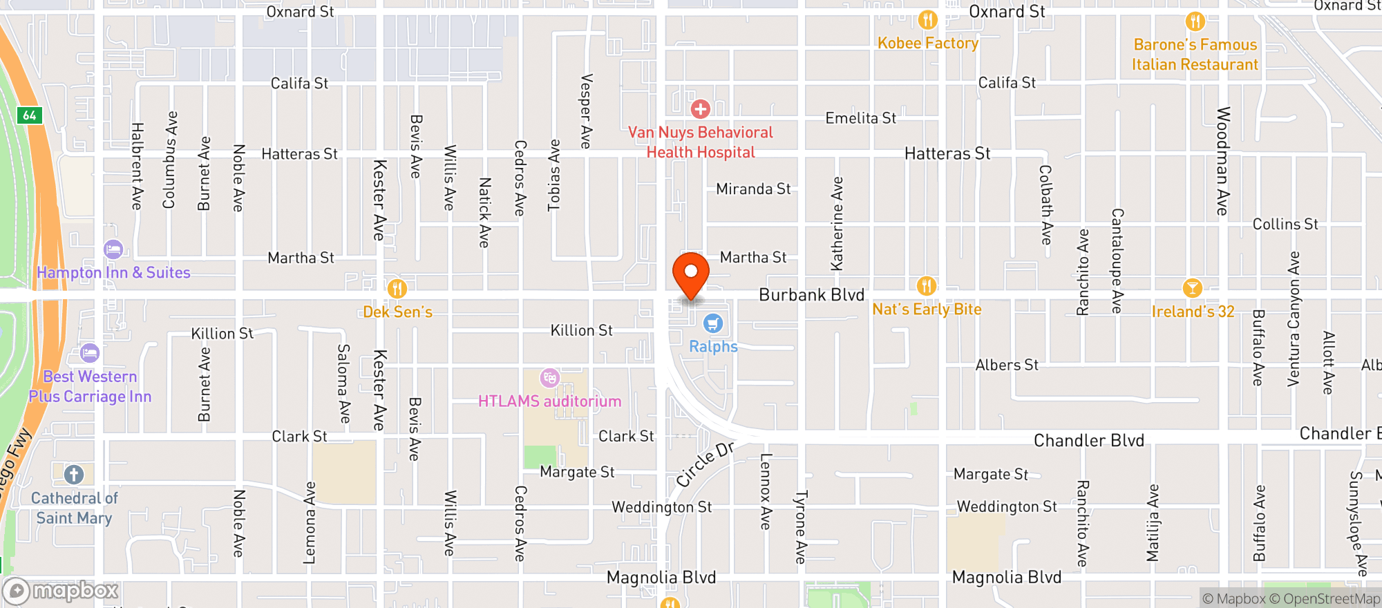 Map showing Ralphs (703) - 00702 - Van Nuys Burbank