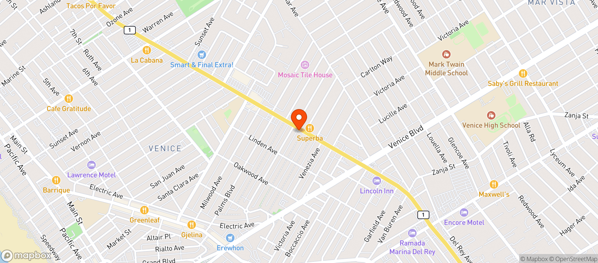 Map showing The New Bar - Venice