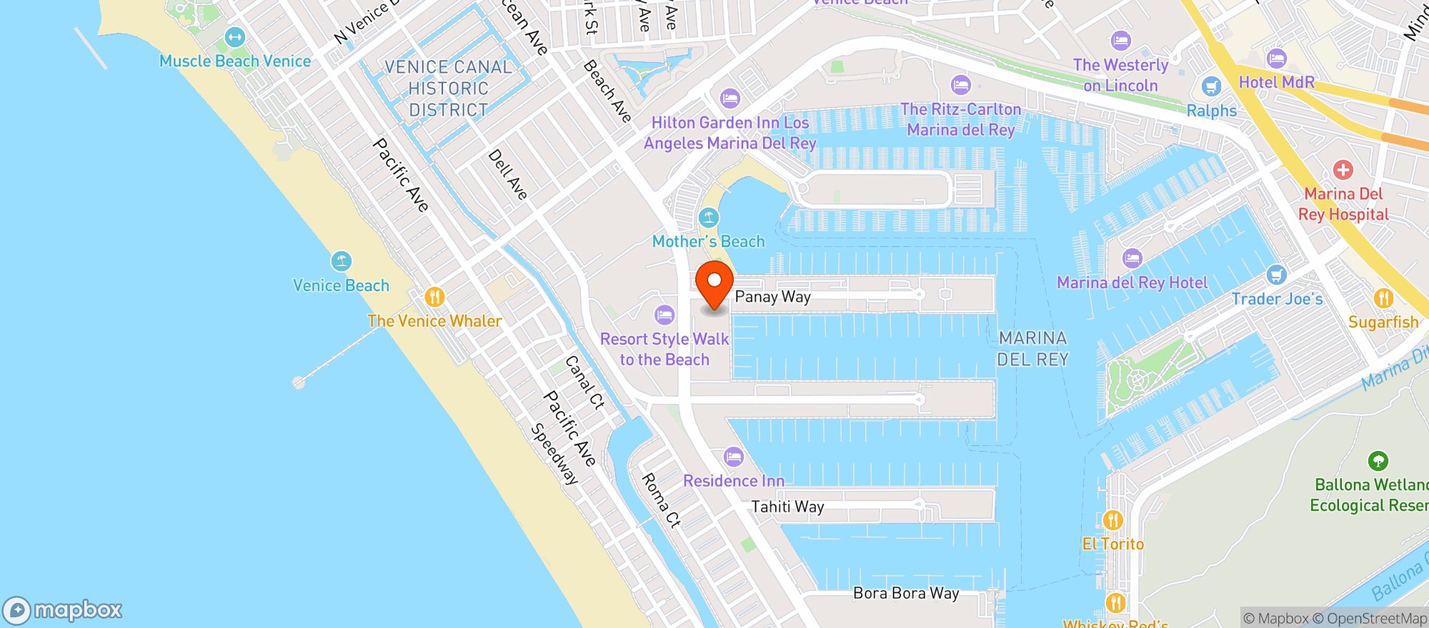 Map showing The Hive - Superfood Eats & Organic Cafe - Marina