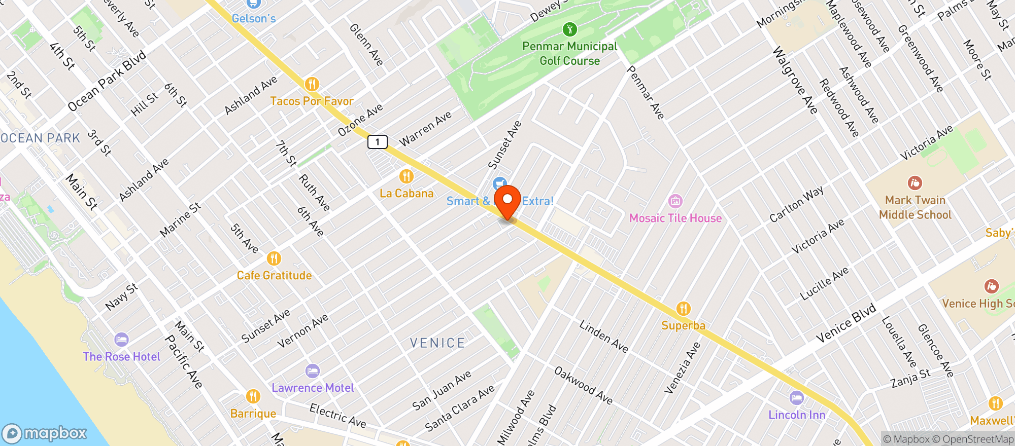 Map showing Lincoln Beverage & Fine Wines