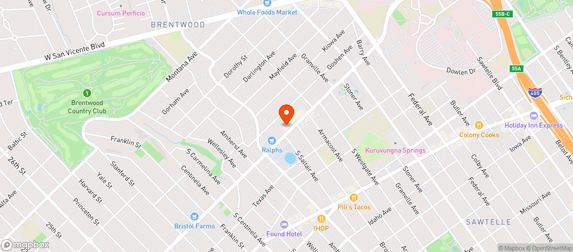 Map showing Total Wine - Brentwood (LA) #1143