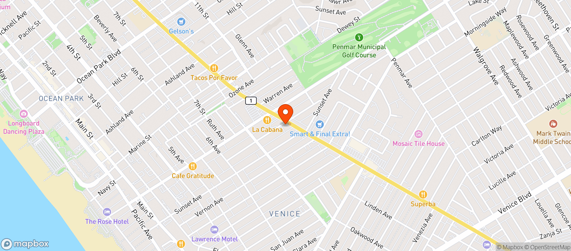 Map showing Goop Kitchen Venice Beach