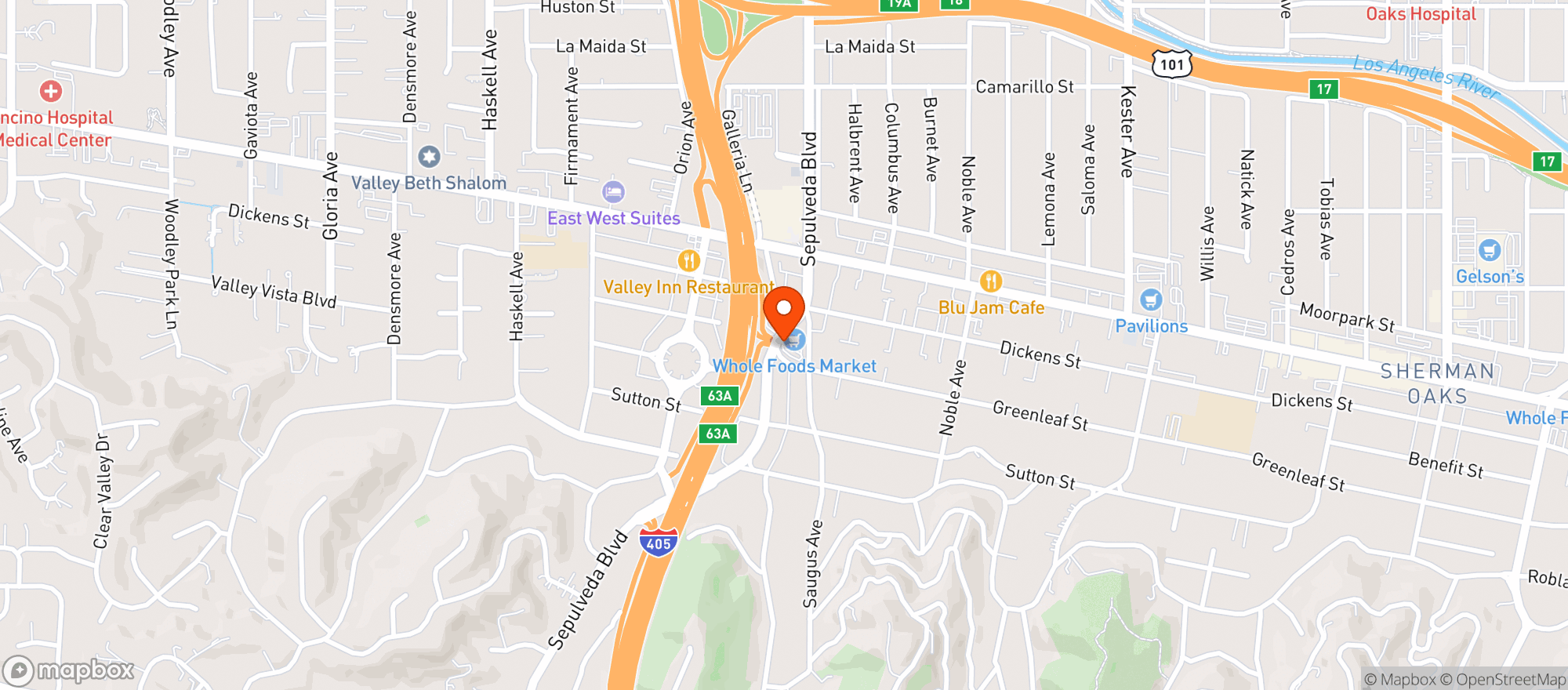 Map showing Whole Foods Market | Sherman Oaks West