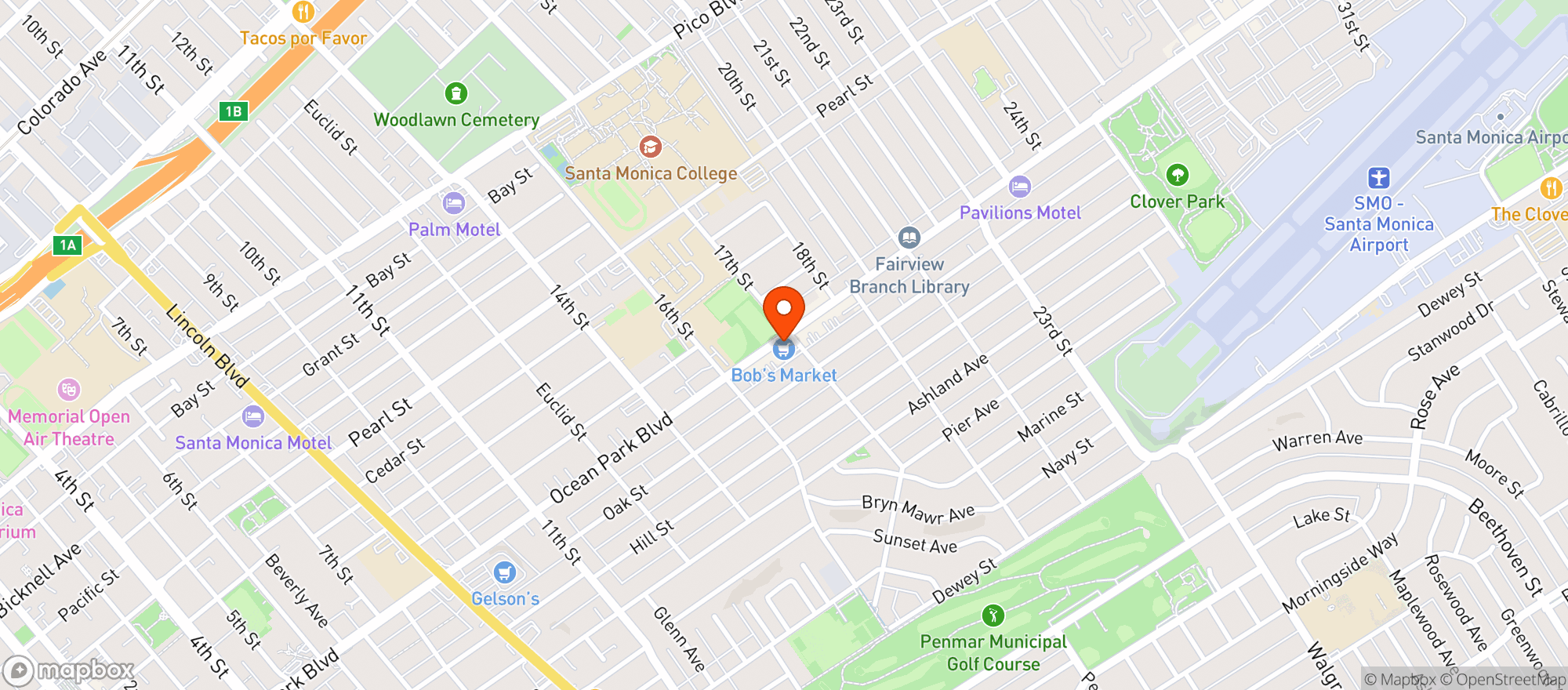 Map showing Bobs Market