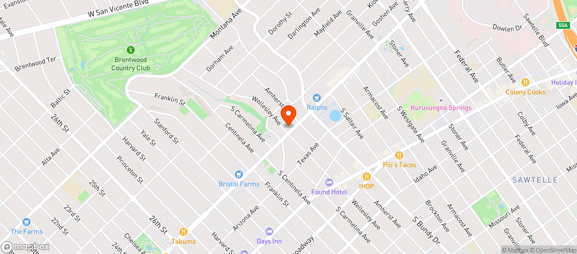 Map showing Dr. Greenthumb's West LA