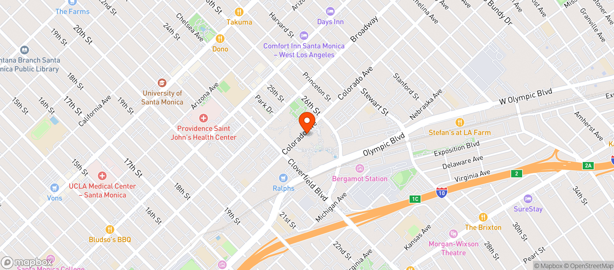 Map showing Mrs. Winston's -Water Garden - Santa Monica
