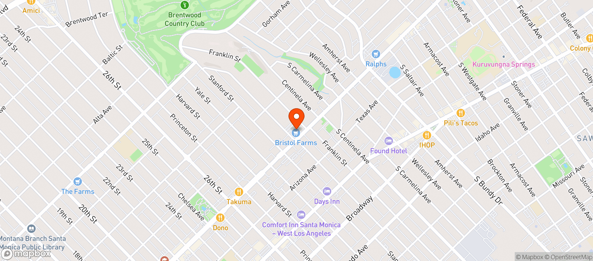 Map showing Bristol Farms - Santa Monica