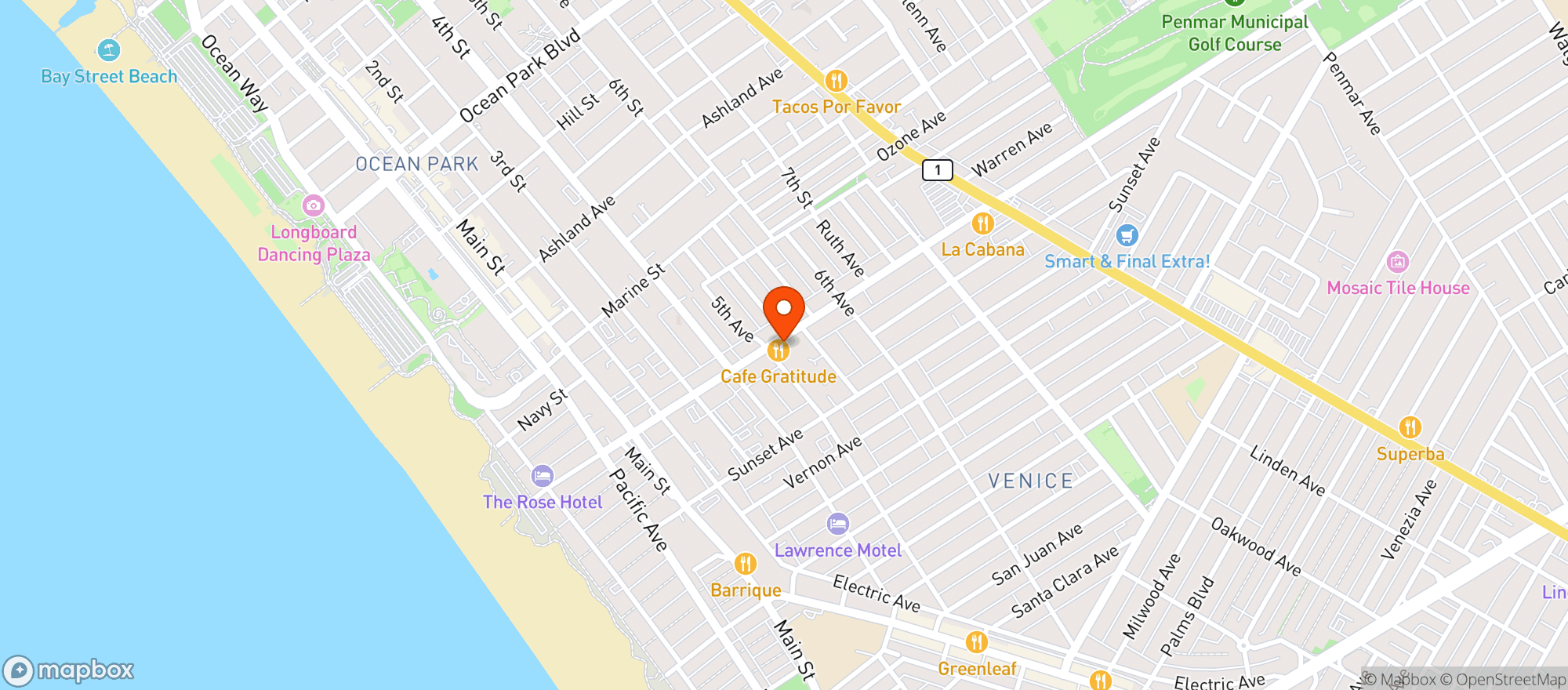 Map showing Cafe Gratitude