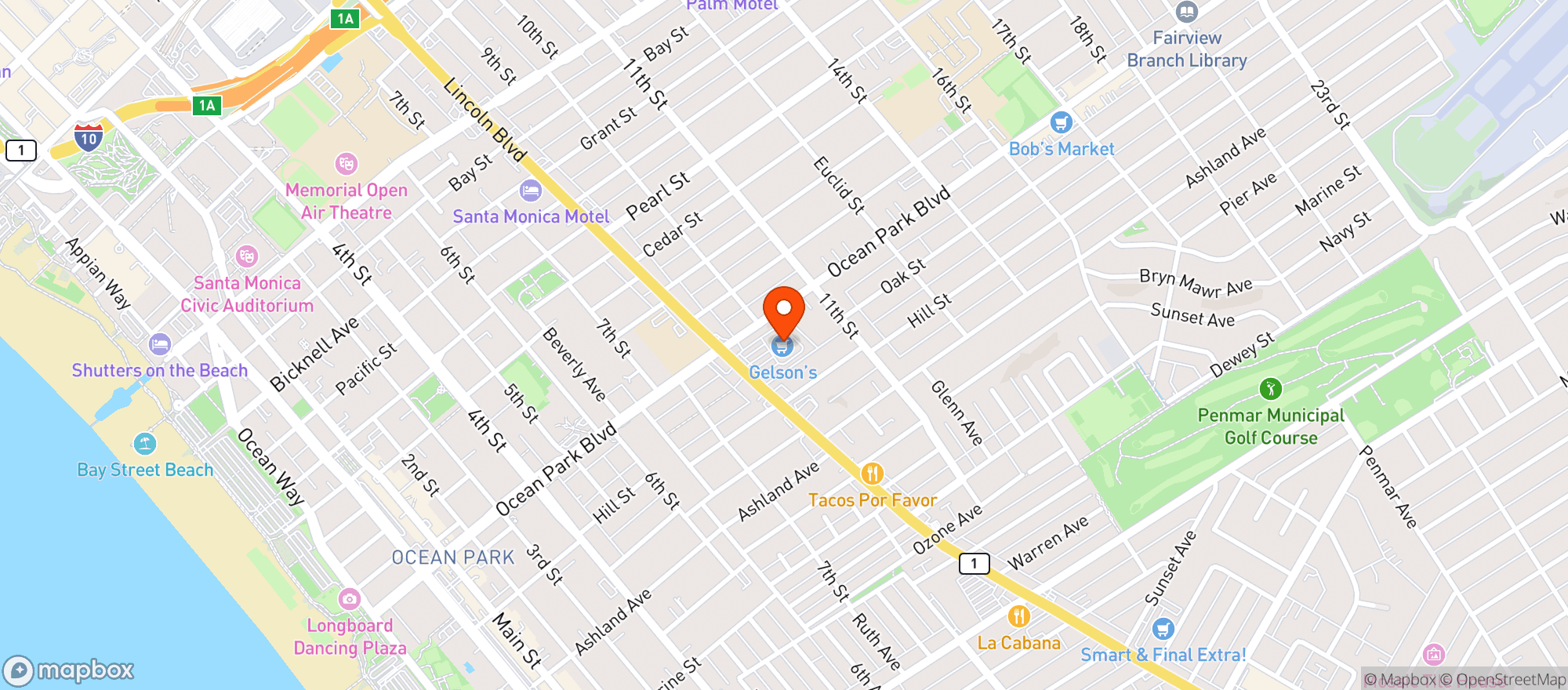 Map showing Gelsons Market