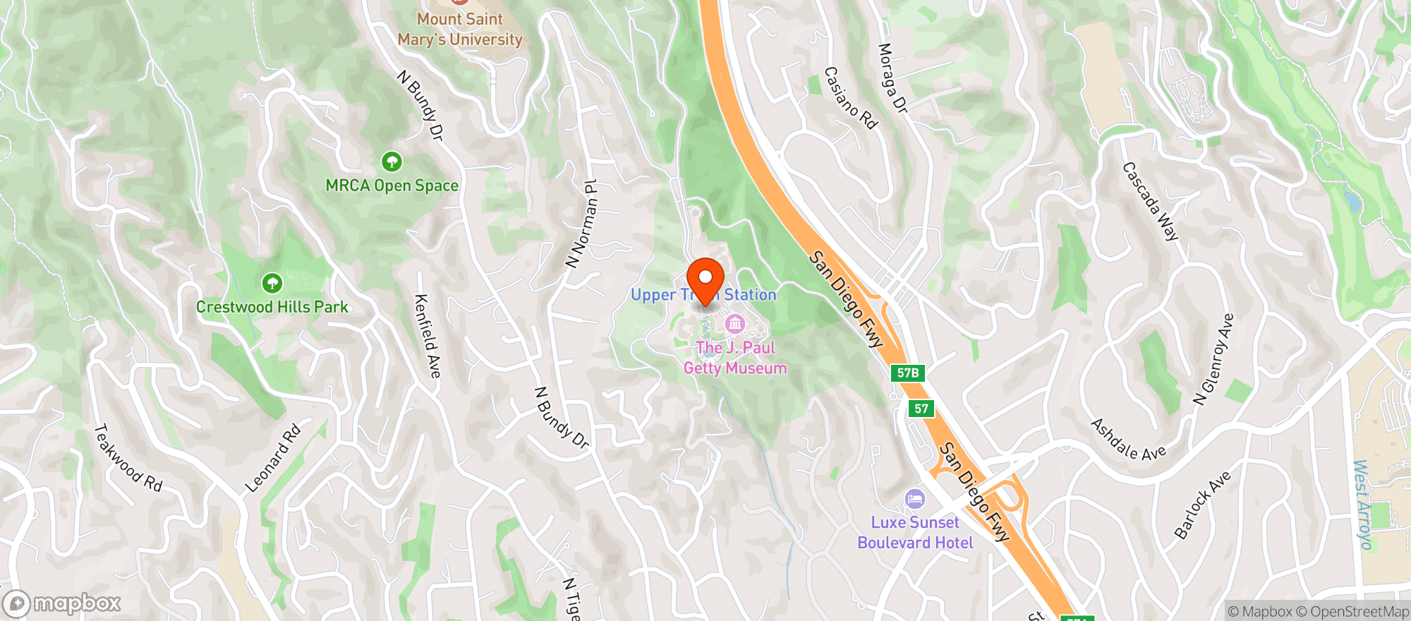 Map showing The Getty Center