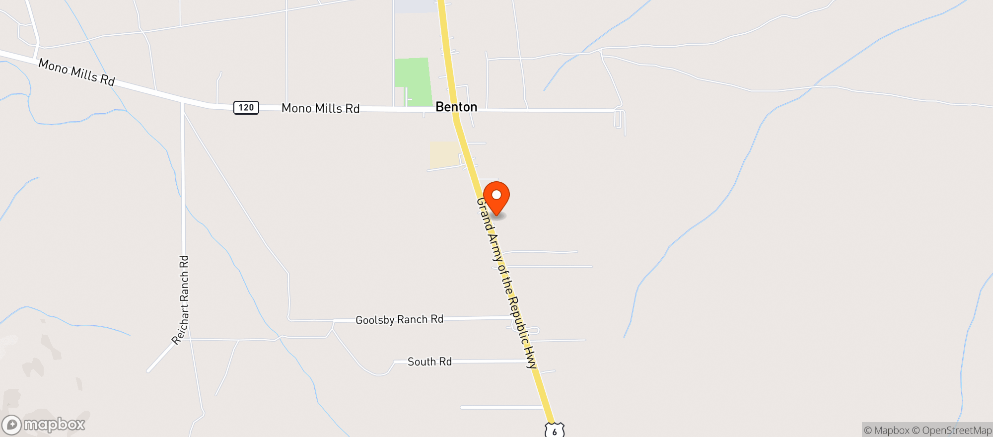 Map showing Smalleys Trading Post - Benton