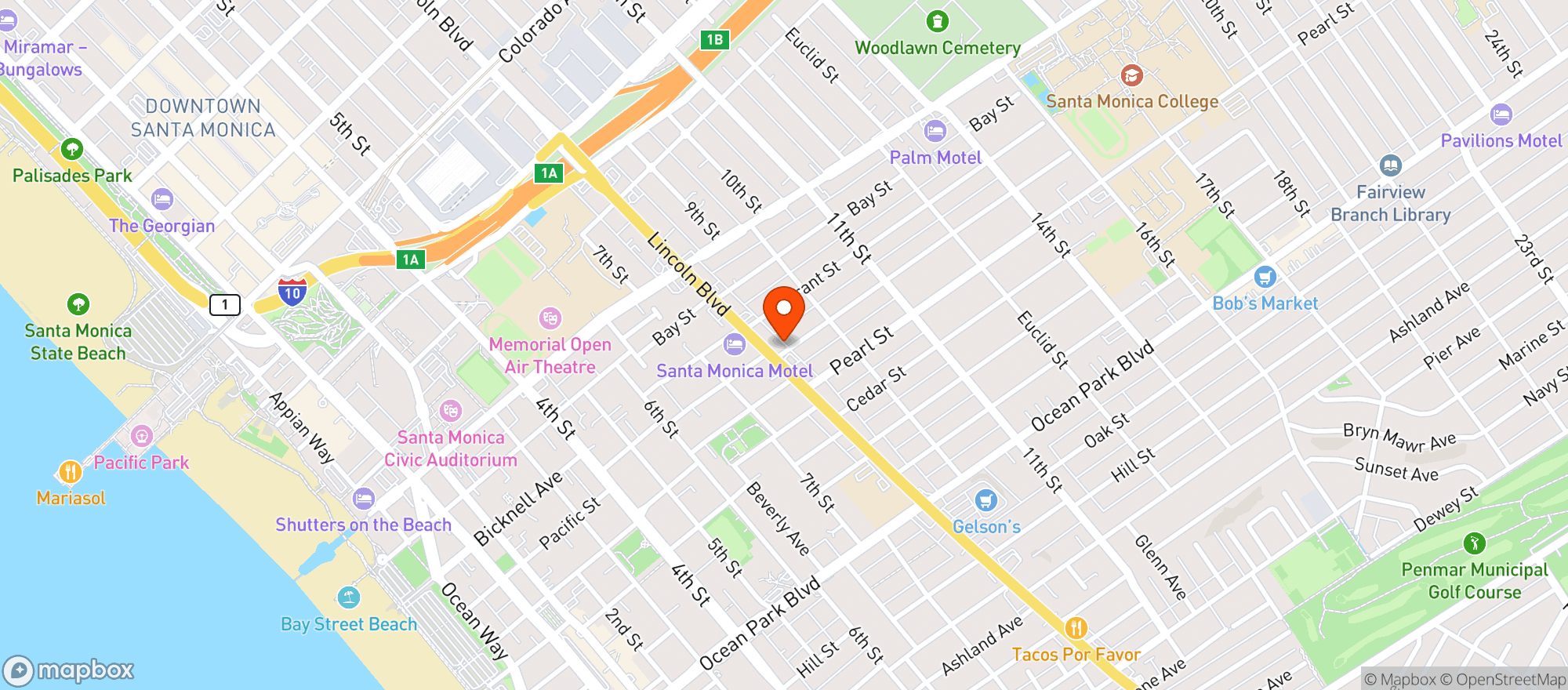 Map showing Bill's Liquor Store - Santa Monica