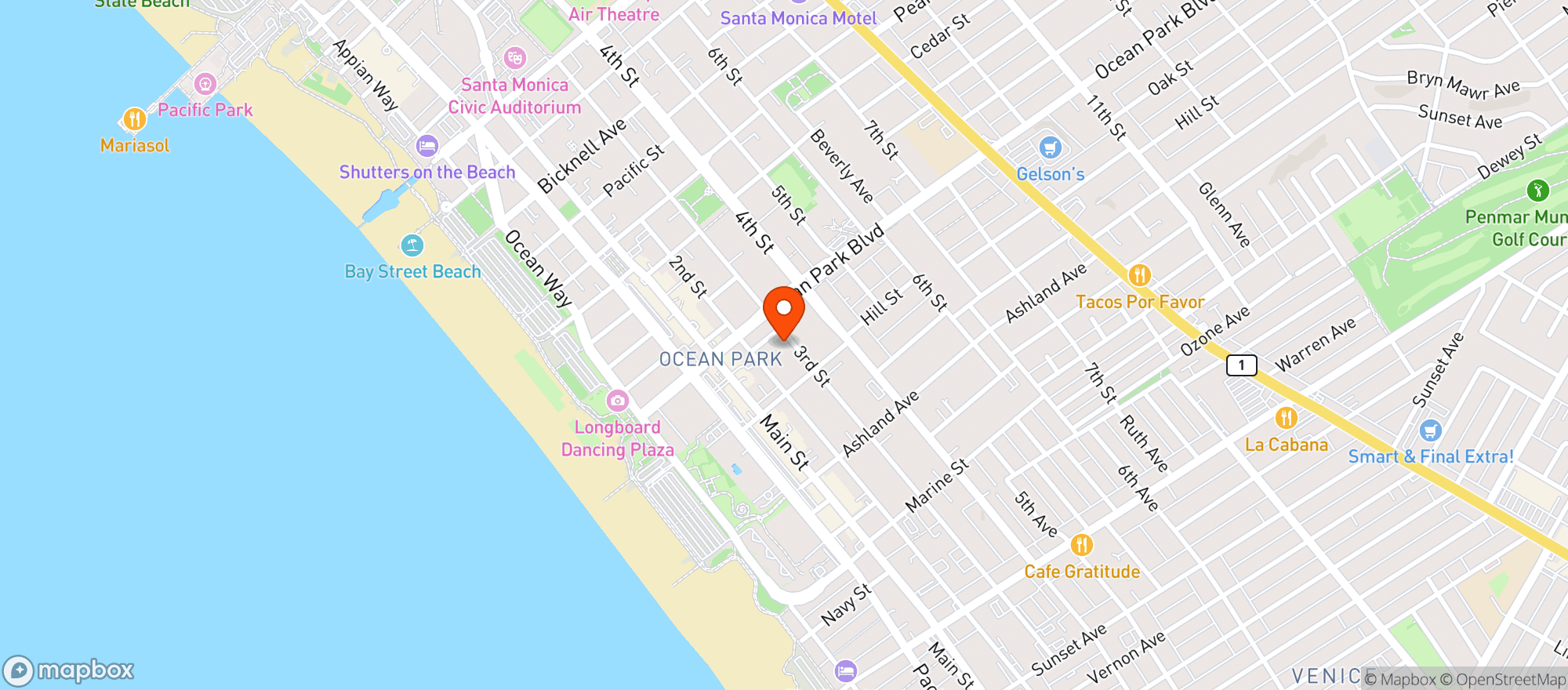 Map showing Surf Liquor - Santa Monica