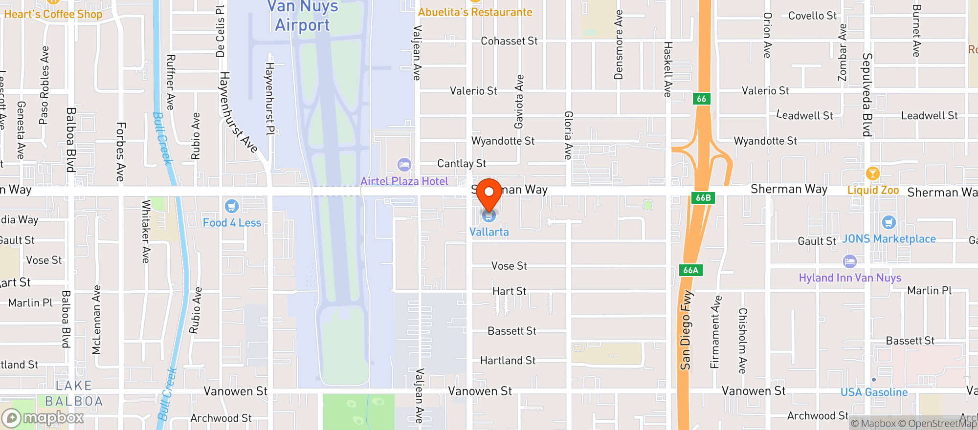 Map showing Vallarta Supermarket #106