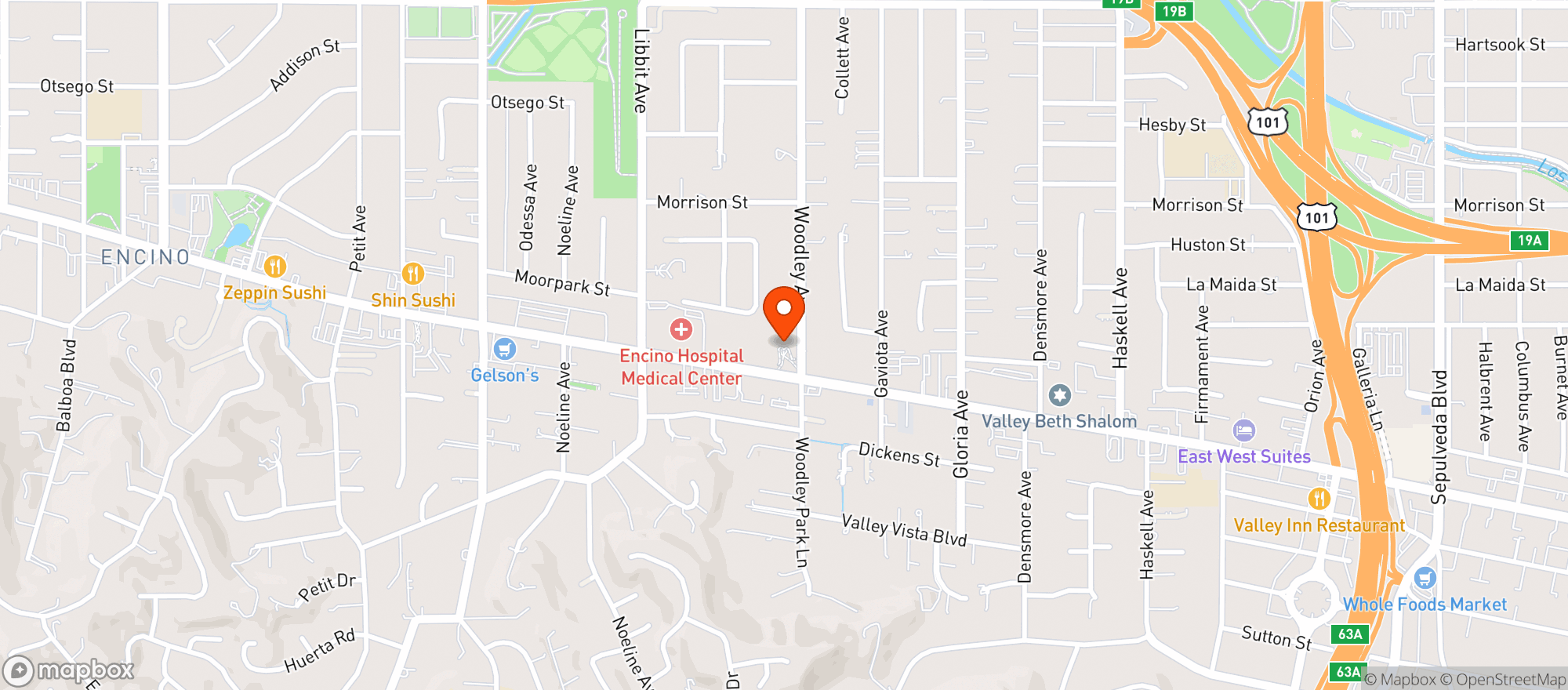 Map showing Sushi by Scratch Restaurants: Los Angeles