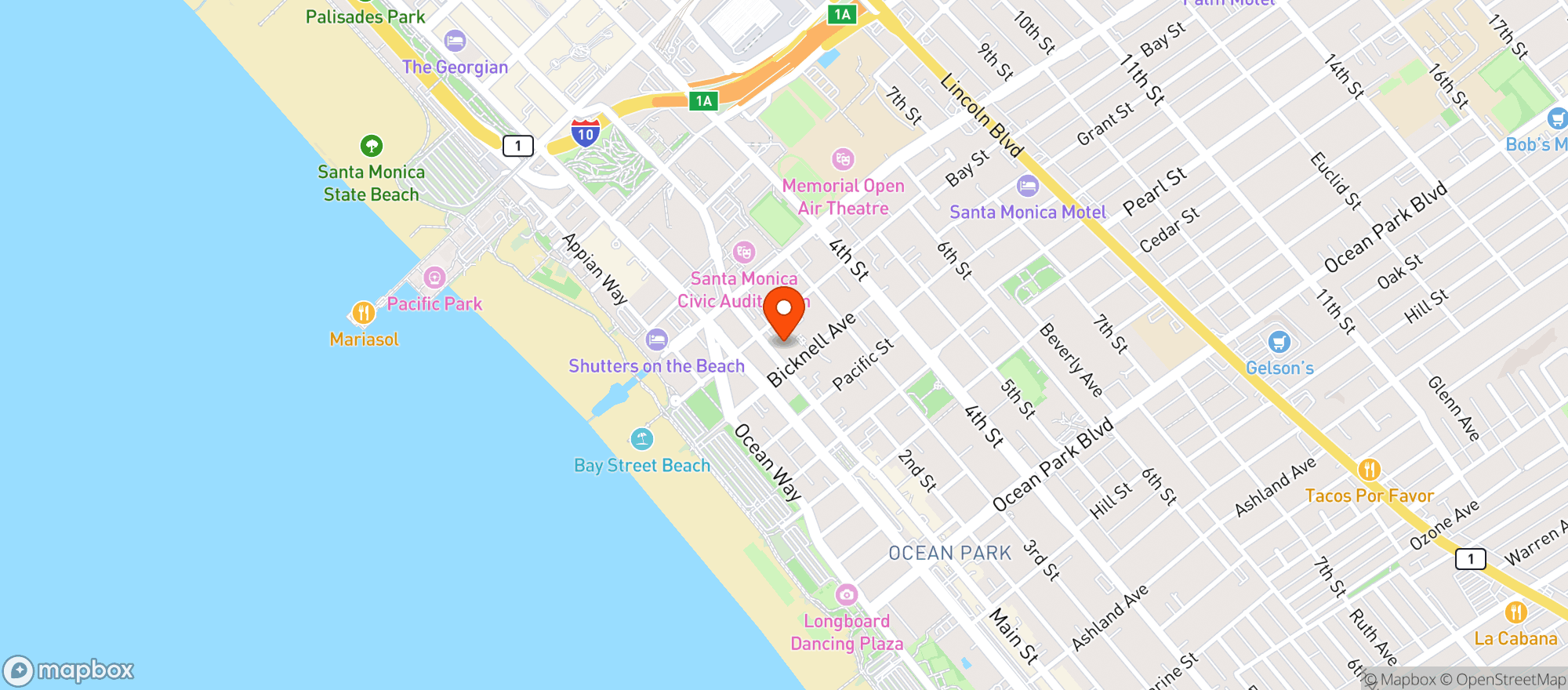 Map showing Santa Monica Market Inc
